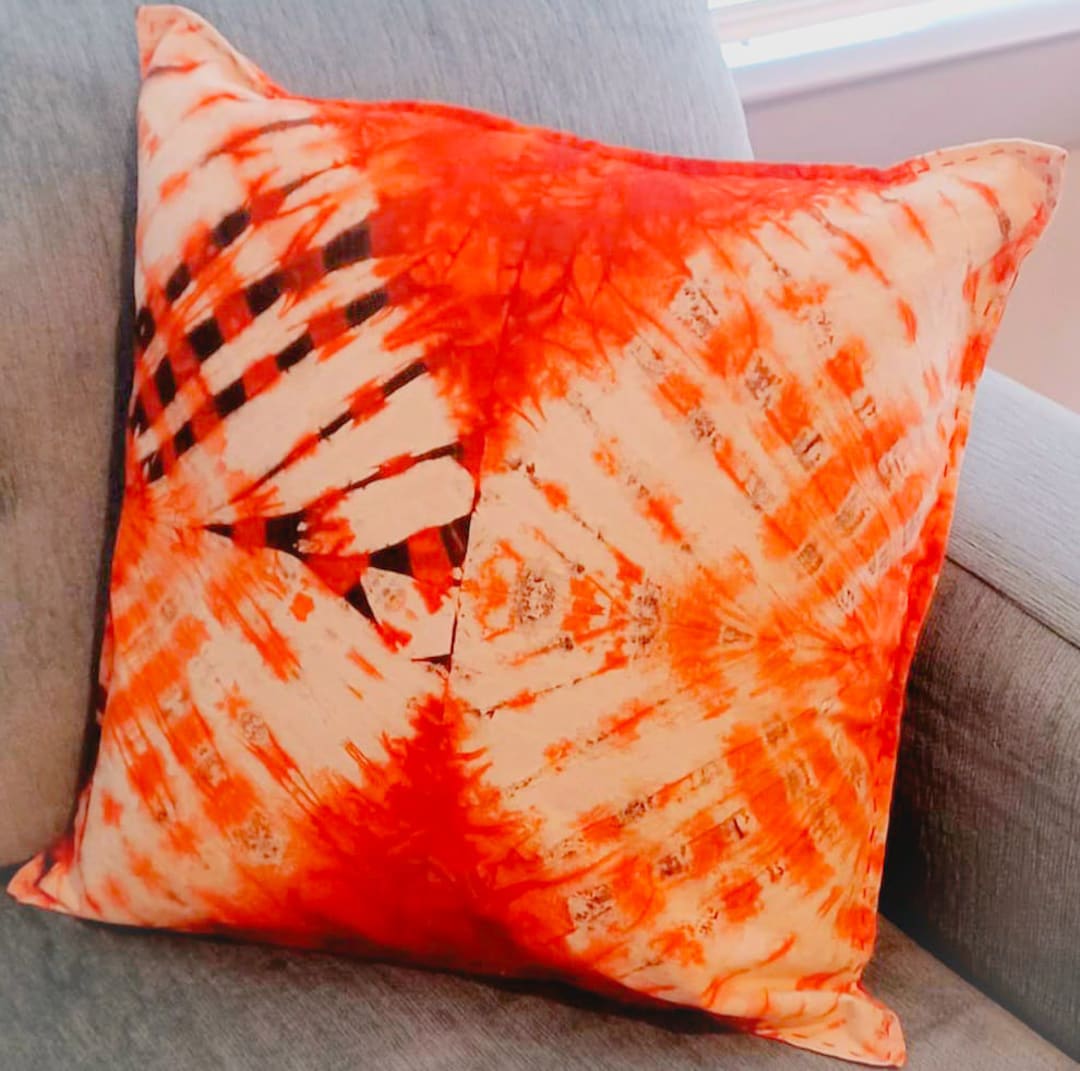 Handmade Tie Dye Cushion Cover With Wooden Button Etsy