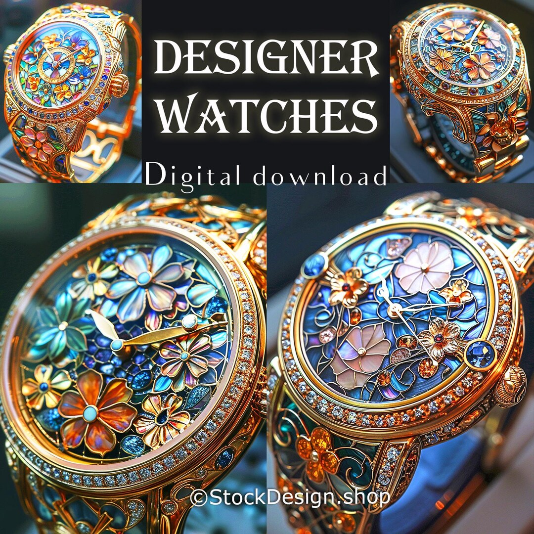 Designer Watch Concept Art Prints: Luxury Floral Wristwatch (digital ...