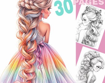 Hochzeit Malseite Braut 30 Druckbare Dateien sofort download Braut Malseite Mädchen PDF-Datei Digitaldrucke Malseite für Erwachsene