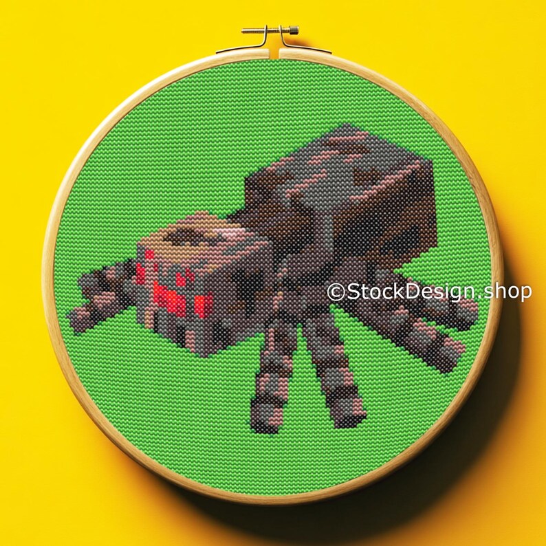 Minecraft Embroidery Pattern Minecraft-themed Spider Cross Stitch Pattern PDF File Minecrafter ...