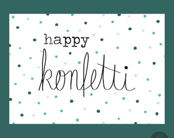 postkarte happy konfetti