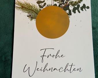 Christmas card with golden ball