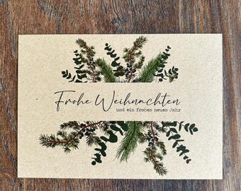 Christmas card made from grass paper