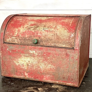 antique metal bread box