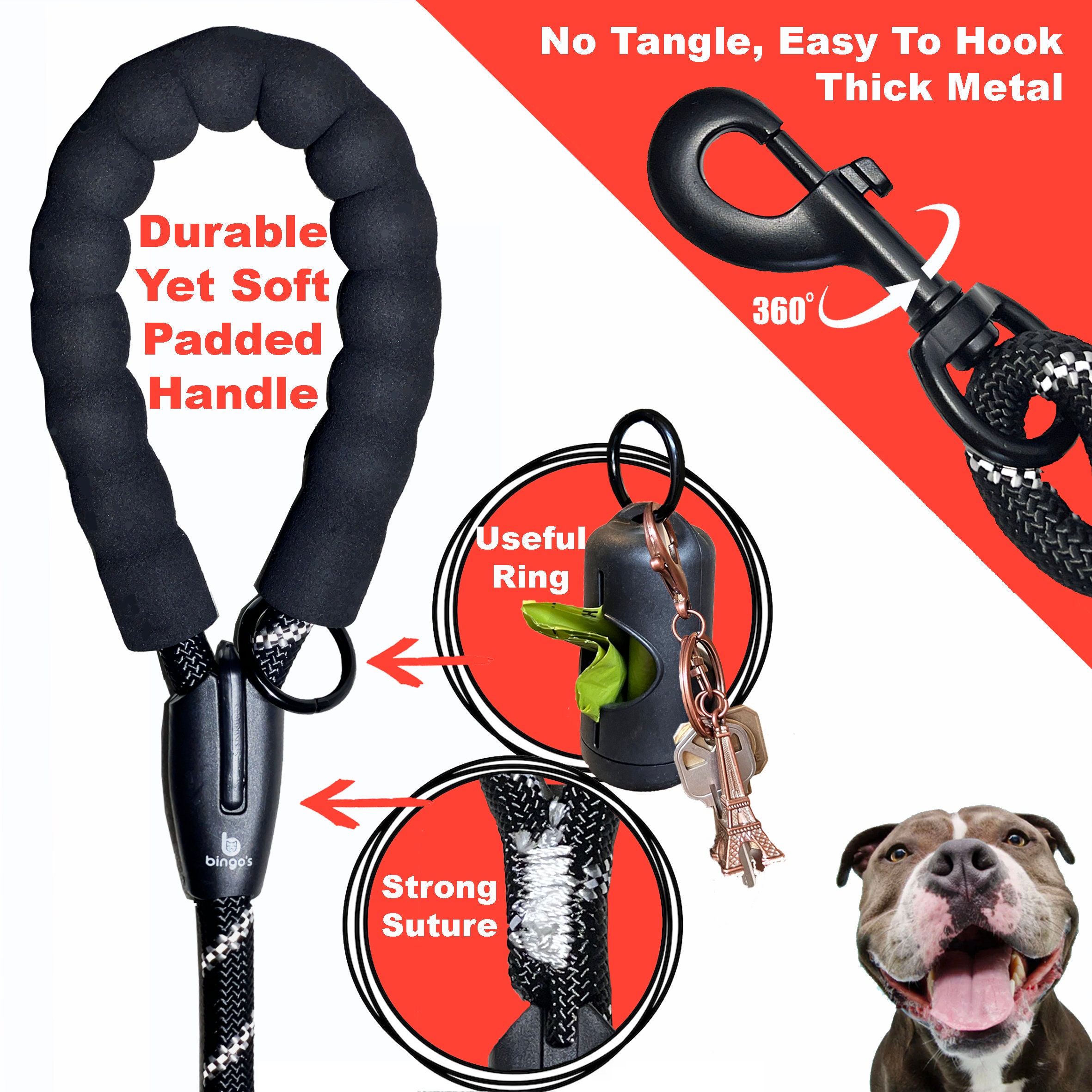 Four Dog Leash,4 Way Leash For Dogs,No Tangle