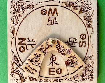 Het Zen West-mahjongkompas (met heersende wind, stoelwind en bloemnummer)