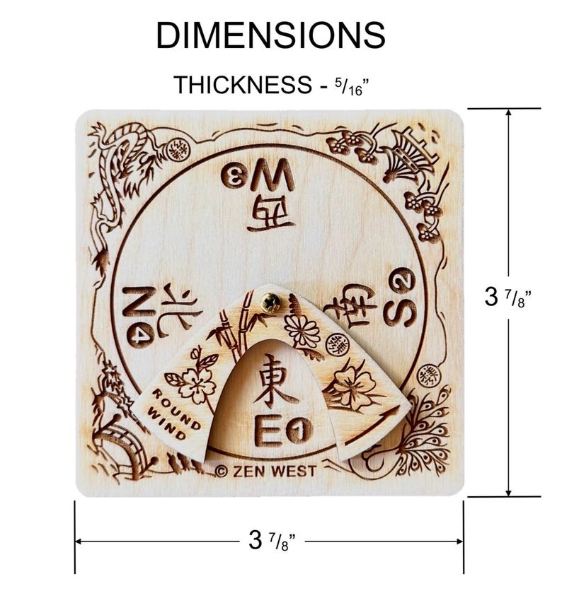 La boussole Zen West Mahjong (indiquant le vent dominant, le vent du siège et le nombre de fleurs) image 5