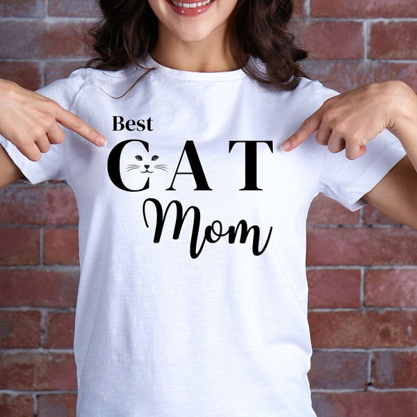 Cat Mom T-Shirt, Katzen Mom T-Shirt - Niedliches Katzen Liebhaber T-Shirt Geschenk - Kätzchen Mama Bekleidung - Purrfect Cat Mommy - Miau