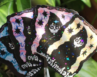 overstimulated sticker: sensory overload, skull design (3 in)