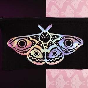 iridescent moth zipper bag