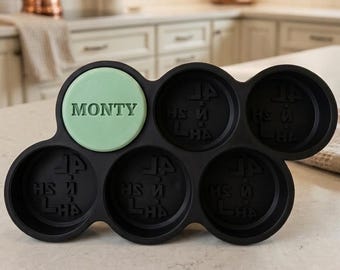 Custom Round Soap Mold — Personalized Logo or Monogram, 2.8" Puck Bar, Food-Grade Silicone, Made in USA