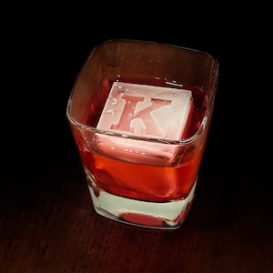 Recessed Monogram Ice Cube Tray - 2&quot; Inverted Custom Mold, Unique Square Ice for Whiskey & Cocktails, Personalized Gift
