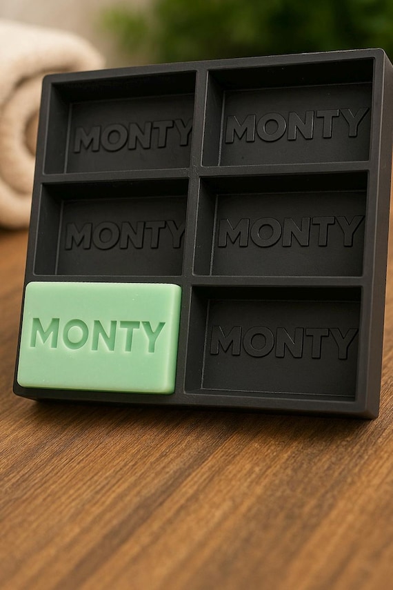 Custom  Personalized Name or Logo Soap Mold • 4.8 oz Bar • 1, 2, 4 or 6 Cavity Food-Grade Silicone, Made in USA