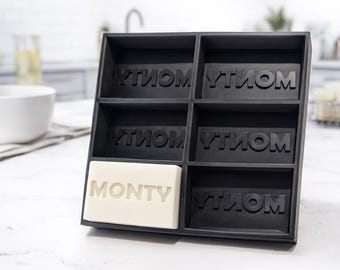 Personalized Soap Bar Mold • Custom Name or Logo • 1, 2, 4, 6 Cavity • 4.8 oz Bars, Made in USA