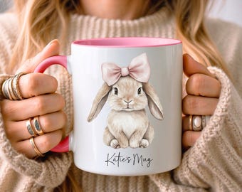 PERSONALISED Bunny Rabbit Mug • Cute Easter Bunny Gifts • Custom Rabbit Gift • Gift for Her, Daughter • Birthday Gift • Office Work Gifts