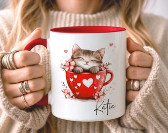 BENUTZERDEFINIERTE Kätzchen Tasse • Baby Katze Valentinstag Geschenke • Personalisiertes Katzenliebhaber Geschenk • Geschenk für ihre Schwester Tochter • Geburtstagsgeschenk • Niedliche Geschenke