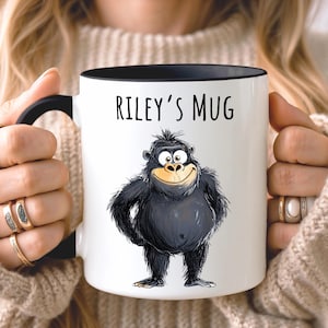 PERSONLIGA Knäppa Gorilla-muggar • Roliga djurpresenter • Anpassad födelsedagspresent • Present till henne, honom, son, dotter • Apa-present • Kontorsarbete