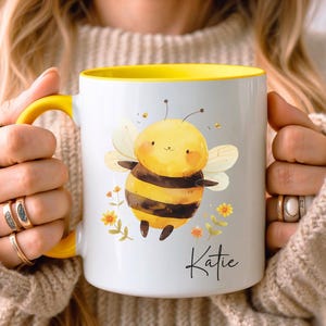 SPERSONALIZOWANY kubek z pszczołą • Prezenty z trzmielami • Spersonalizowany prezent z pszczołą miodną • Prezent dla siostry i córki • Budżetowy prezent urodzinowy • Prezenty do pracy w biurze