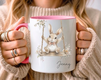 PERSONALISED Bunny Mug • Cute Easter Bunny Gifts • Custom Rabbit Gift • Gift for Her, Daughter • Birthday Gift • Office Work Gifts