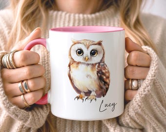 CUSTOM Cute Owl Mug • Bird Lover Gifts • Personalised Owl Gift • Gift for Her Sister Daughter Woman • Birthday Gift • Animal Lover Gifts