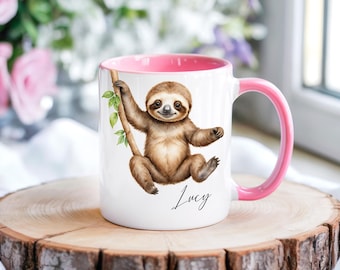 PERSONALISED Sloth Mug • Cute Sloth Gifts • Custom Sloth Lover Gift • Gift for Her Sister Daughter • Budget Birthday Gift • Office Work Gift