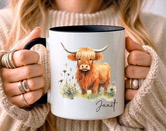 PERSONALISED Highland Cow Mug • Highland Cow Gift • Birthday Gift • Gift for Her • Gift for Sister • Gift for Daughter • Cattle Cow Lover