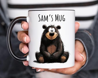 Taza personalizada con diseño de oso peculiar • Regalos divertidos de animales • Regalo de cumpleaños personalizado • Regalo para ella, él, hijo o hija • Regalo de oso • Regalos para el trabajo de oficina