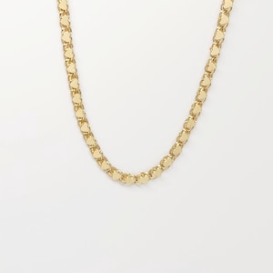 14K geelgouden hartketting, hartpatroonketting, gouden hartschakel, valentijnsketting, jubileumcadeau, dubbelzijdige hartketting, 16&quot;