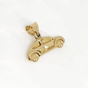 10K Gelbgold Auto Anhänger, geschwollene Auto Anhänger, Auto Schmuck, Geschenk für Auto-Liebhaber, Gold Reise Schmuck, Gold Auto Anhänger, Jungen Anhänger, 7 x 12 MM