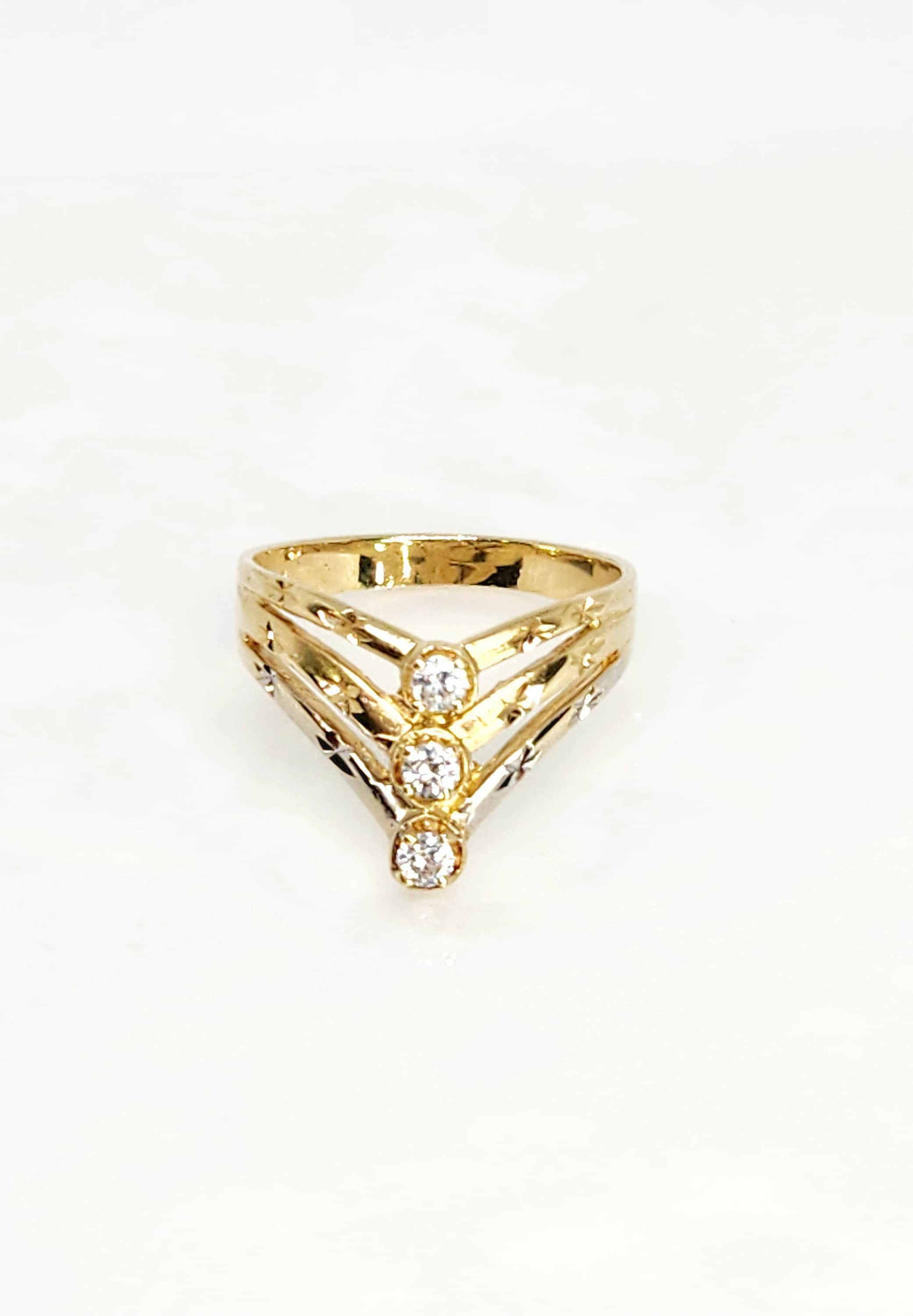 14K Genuine Gold VINTAGE Ring, Zircon Gem Stone Ring, Gold V