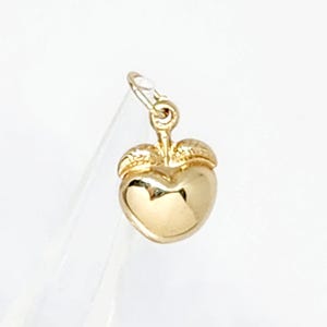 14K Real Gold Apple Charm, Puffy Charm, Dainty Charm, Apple of My Eye, Gift for friend, Anniversary Gift, Gift for Teacher, 10mm x 9mm