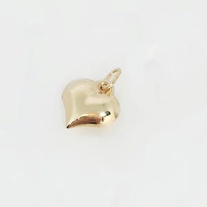 10K Yellow Gold Small Heart Charm, Puffy Gold Heart, Dainty Heart, Valentine Gift, Gift for friend, Anniversary Gift, Birthday, 10mm x 11mm