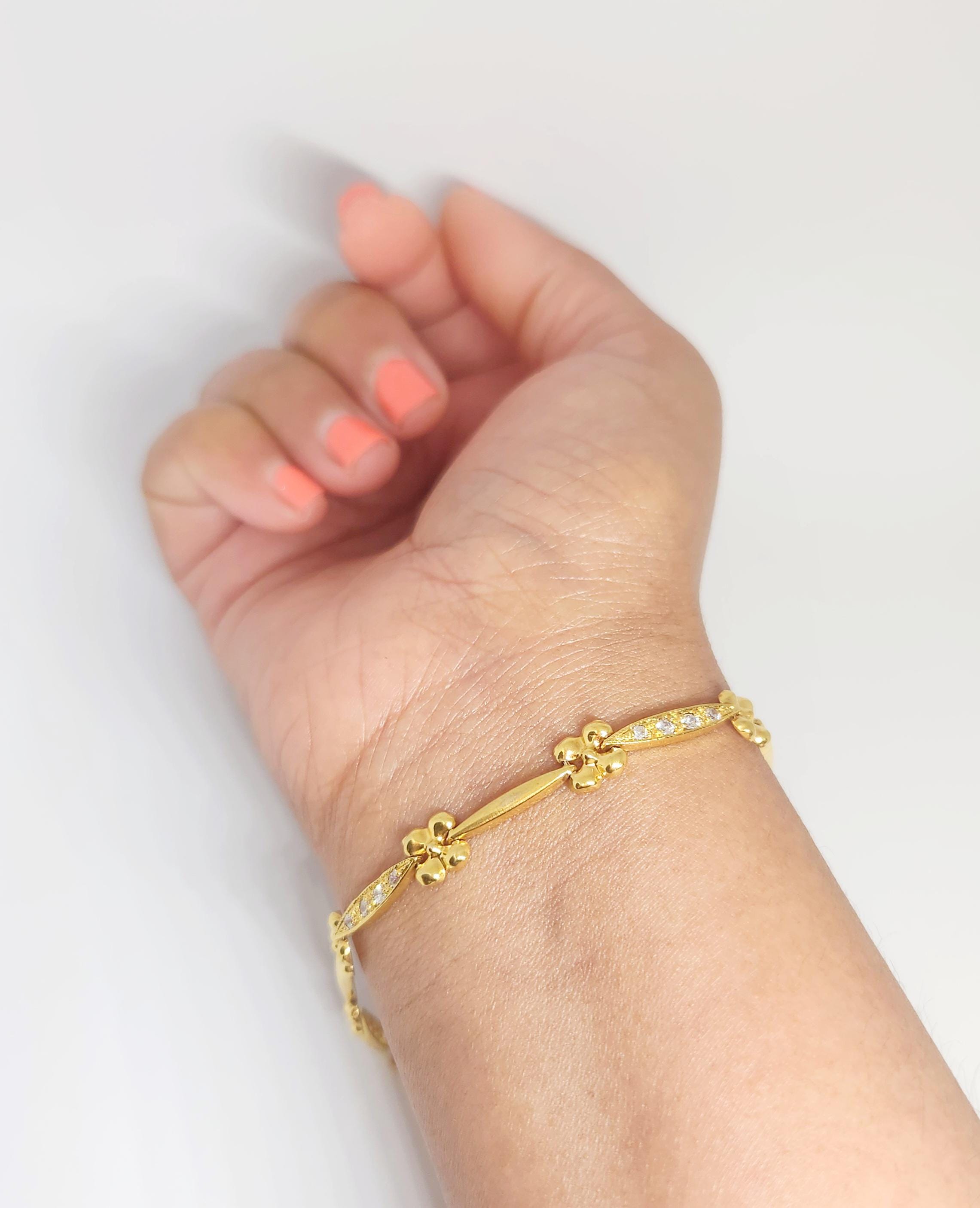 10kビンテージゴールドブレスレットUS男女兼用antiquevintage金製 10K Yellow Gold VINTAGE Bracelet, Gold Zircon Stone Bracelet