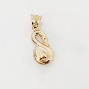 10K Yellow Gold Swan Charm, Hollow Swan Charm, Dainty Charm, Gold Bird Charm, Gold Puffy Swan Charm, Gold Animal Charm, 12mm x 8mm
