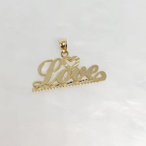 Dije de amor de oro amarillo de 10 quilates, dije de amor vertical de oro, dije para esposa, regalo para novia, regalo para novio, dije de carta de amor, regalo