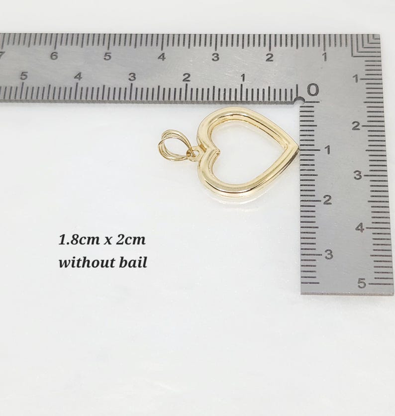 10K Yellow Gold Heart Pendant, Hollow Heart, Puffy Heart, Open Heart