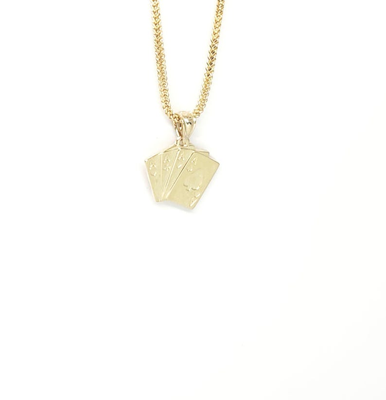 10K Yellow Gold Playing Cards Charm, Gold Pack of Cards, Gold Hobby Charm, Casino Charm, Gold Lucky Jewelry, Male Jewelry, 12MM x 15MM image 3