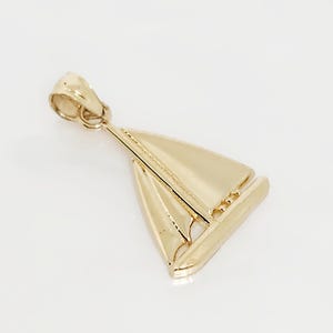 Genuine Gold Sailboat Charm, Gold Boat Charm, Gold Travel Charm, Gold Yatch Charm, Nautical Jewelry, Captain Charm, Sailor Charm, 13 x 15MM