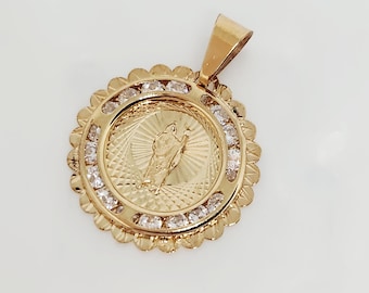 10K Yellow Gold St. Jude Medallion, Gold San Judas Religious Charm, Gold Saint Jude Thaddeus Charm, Gold Patron Saint, 18mm diameter