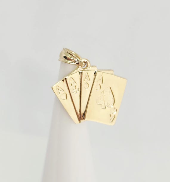 10K Yellow Gold Playing Cards Charm, Gold Pack of Cards, Gold Hobby Charm, Casino Charm, Gold Lucky Jewelry, Male Jewelry, 12MM x 15MM