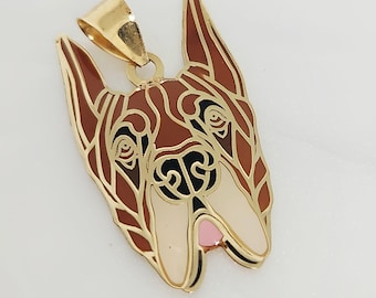 14K Yellow Gold Great Dane Charm; Dog Pendant; Dog Memorial Gift; Dog Sympathy Pendant; Enamel Dog Pendant; Gift for Dog lover, 2.3 x 1.4CM