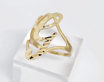 10K Yellow Gold Letter Ring, "G" Letter Ring, "L" Gold Ring, Gold Initial "P" Ring, Gold Initial Ring, Gold Cursive Letter Ring, Size 7 1/2
