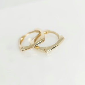10K Yellow Gold Hoop Earrings; Gold Square Hoops, Gold Zircon Hoops, Statement Hoops, Gem Stone Hoops, Gift for child, 15mm x 15mm