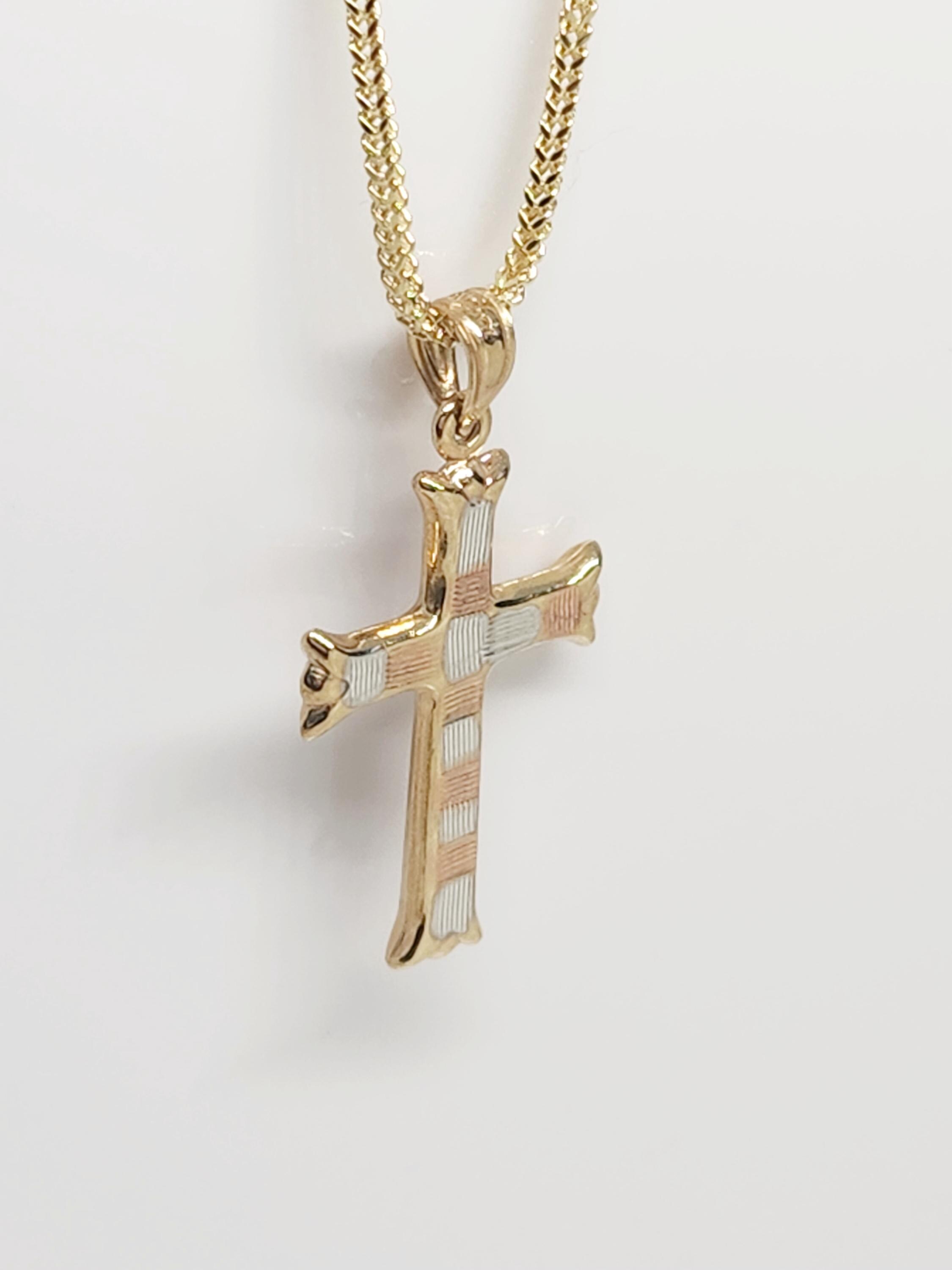 10K Genuine Gold Cross Charm, Tri-color Gold Cross, Religious Cross ...