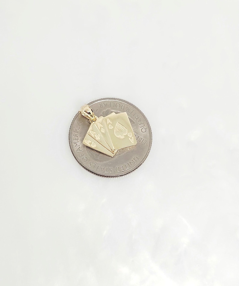 10K Yellow Gold Playing Cards Charm, Gold Pack of Cards, Gold Hobby Charm, Casino Charm, Gold Lucky Jewelry, Male Jewelry, 12MM x 15MM image 6