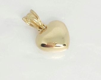 10K Yellow Gold Small Heart Charm, Puffy Gold Heart, Dainty Heart, Valentine Gift, Gift for friend, Anniversary Gift, Gift for her, 10x9MM