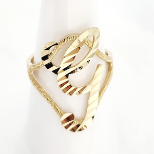 Anillo de oro amarillo de 10 quilates con letra "G", anillo de oro "L", anillo de oro con inicial "P", anillo de oro con "z", anillo de oro con letra cursiva, talla 7 3/4