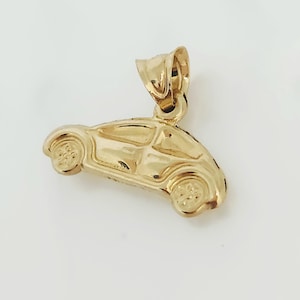 10K Yellow Gold Motor Car Charm, Puffy Car Charm, Car Jewelry, Gift for Car Lover, Gold Travel Jewelry, Gold Car Charm, Boy Charm, 7MMx12MM