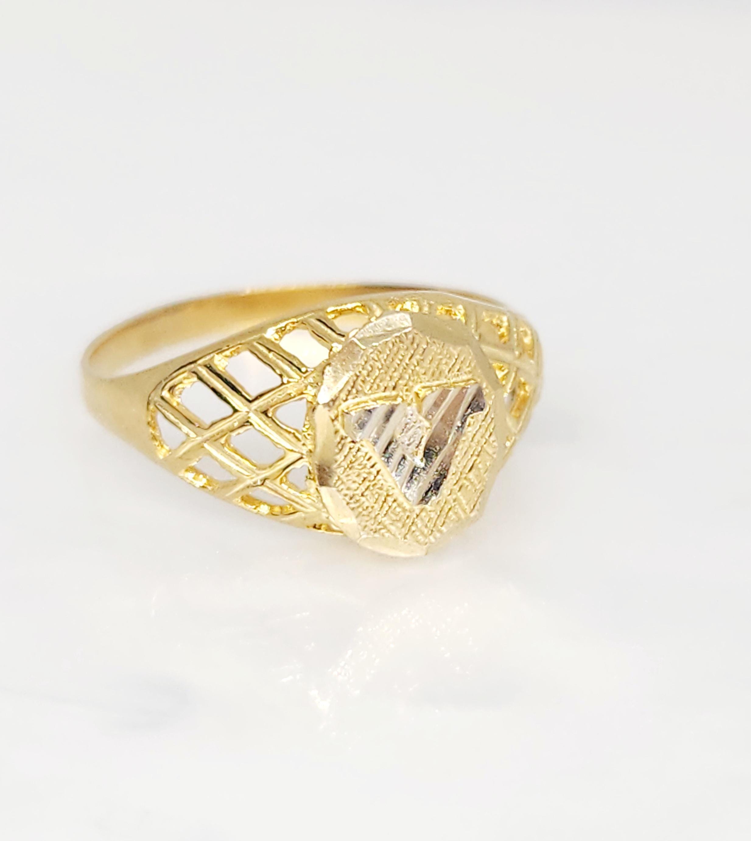 10K Yellow Gold VINTAGE Initial Ring, Gold Initial 