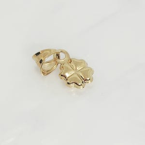 10K Yellow Gold Clover Charm, TINY Flower Charm, Puffy Charm, Four Leaf Clover Charm, Gift for Child, Dainty Charm,Lucky Charm, 6MM x 6MM